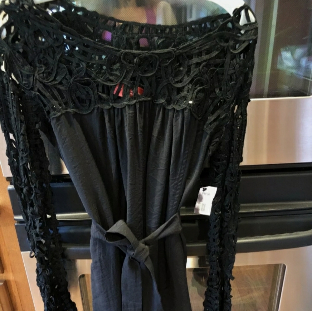 NEW Akira Chicago Red Label Women Black Ribbon Top